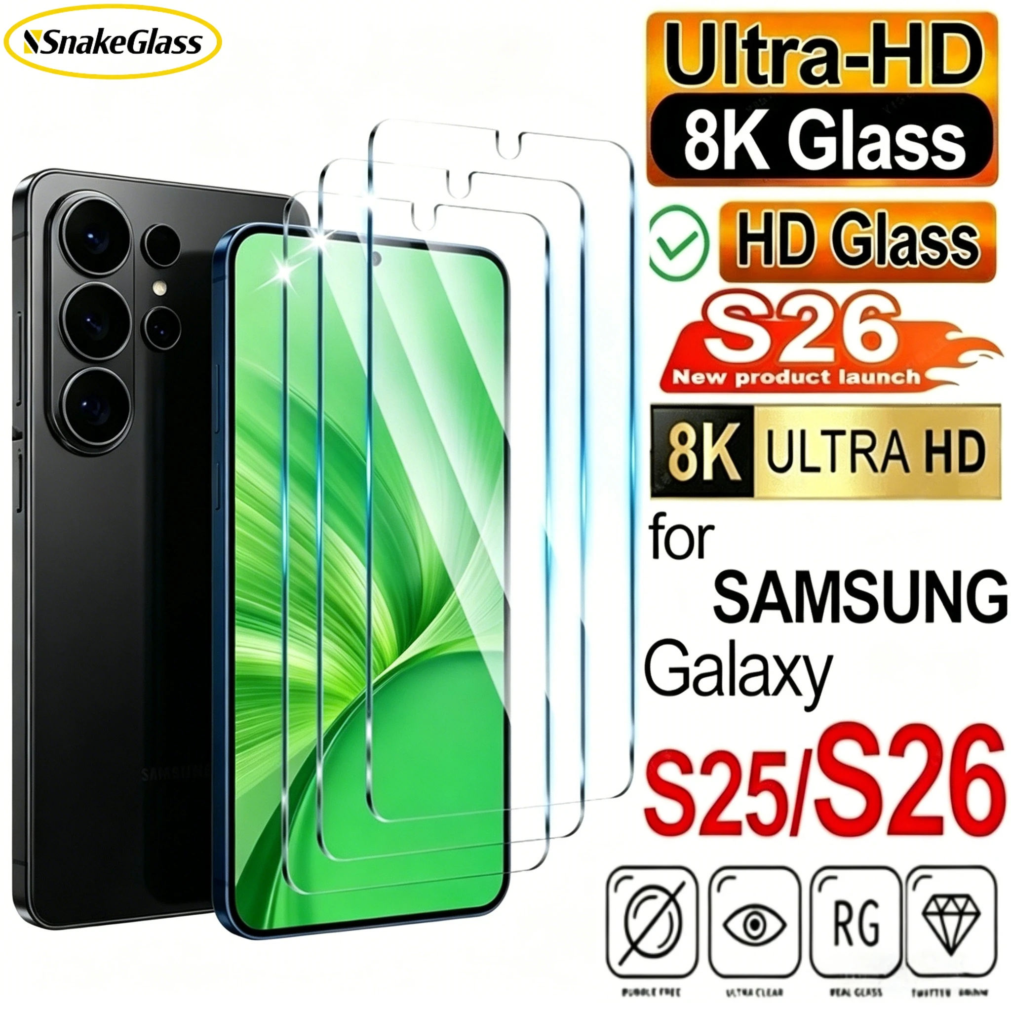 3Pcs High Definition Tempered Glass for Samsung Galaxy S26 S25 S24 Ultra S23 S22 S21 Plus S20 FE Anti-Scratch Screen Protector
3Pcs High Definition Tempered Glass for Samsung Galaxy S26 S25 S24 Ultra S23 S22 S21 Plus S20 FE Anti-Scratch Screen Protector