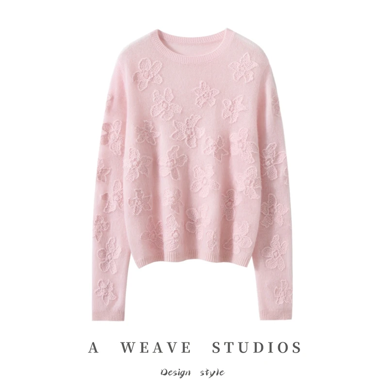 Women's 100% Cashmere Sweater Spring Autumn embroidery O-neck Pullover Long Sleeve Soft Warm Knitted Female High-end Clothing
Women's 100% Cashmere Sweater Spring Autumn embroidery O-neck Pullover Long Sleeve Soft Warm Knitted Female High-end Clothing