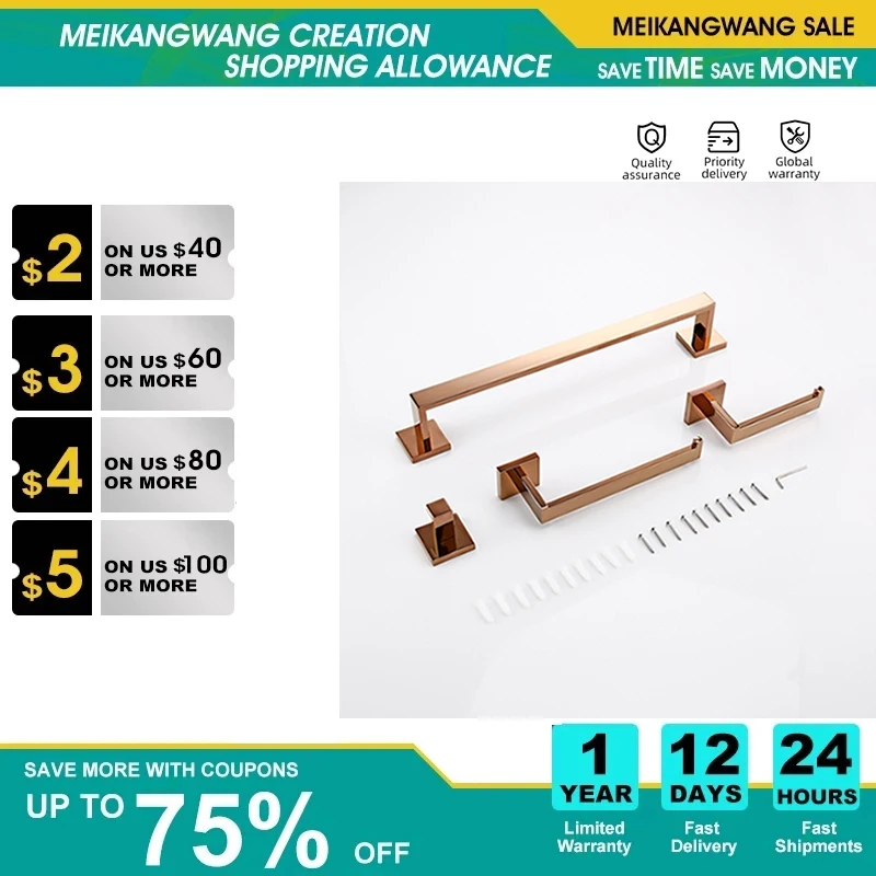 Bathroom Hardware Sets Polished Rose Gold Robe Hook Hanger Towel Rail Bar Rack Tissue Paper Holder Wall Mount Bath Accessories
Bathroom Hardware Sets Polished Rose Gold Robe Hook Hanger Towel Rail Bar Rack Tissue Paper Holder Wall Mount Bath Accessories