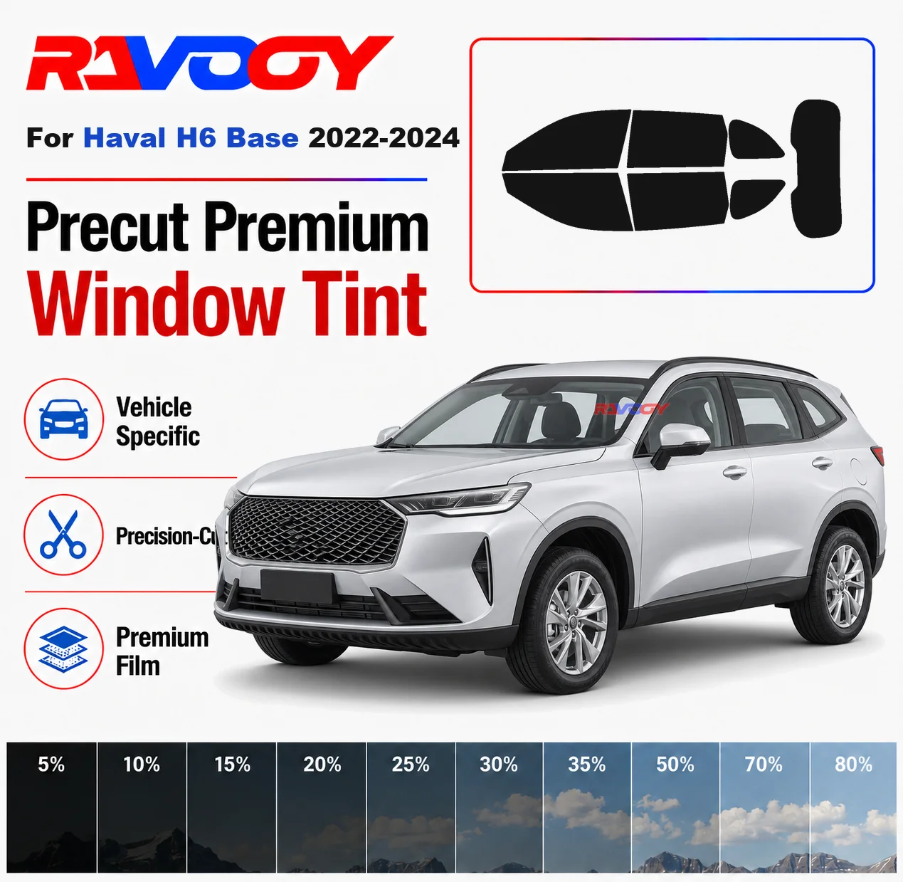Premium Precut Window Tint Kit Front Rear Windows Rear Windshield For Haval H6 Base 2022-2024 Complete Set Nano Ceramic Film
Premium Precut Window Tint Kit Front Rear Windows Rear Windshield For Haval H6 Base 2022-2024 Complete Set Nano Ceramic Film