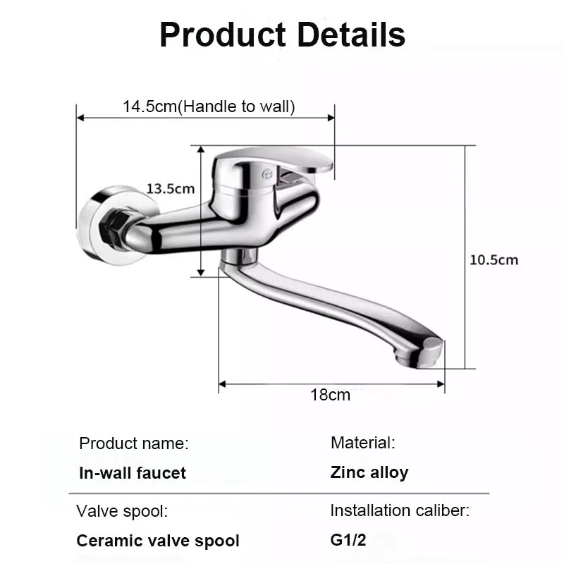 Dishwashing sink faucet, vegetable basin faucet, wall mounted Wall mounted kitchen faucet hot and cold mop sink
Dishwashing sink faucet, vegetable basin faucet, wall mounted Wall mounted kitchen faucet hot and cold mop sink