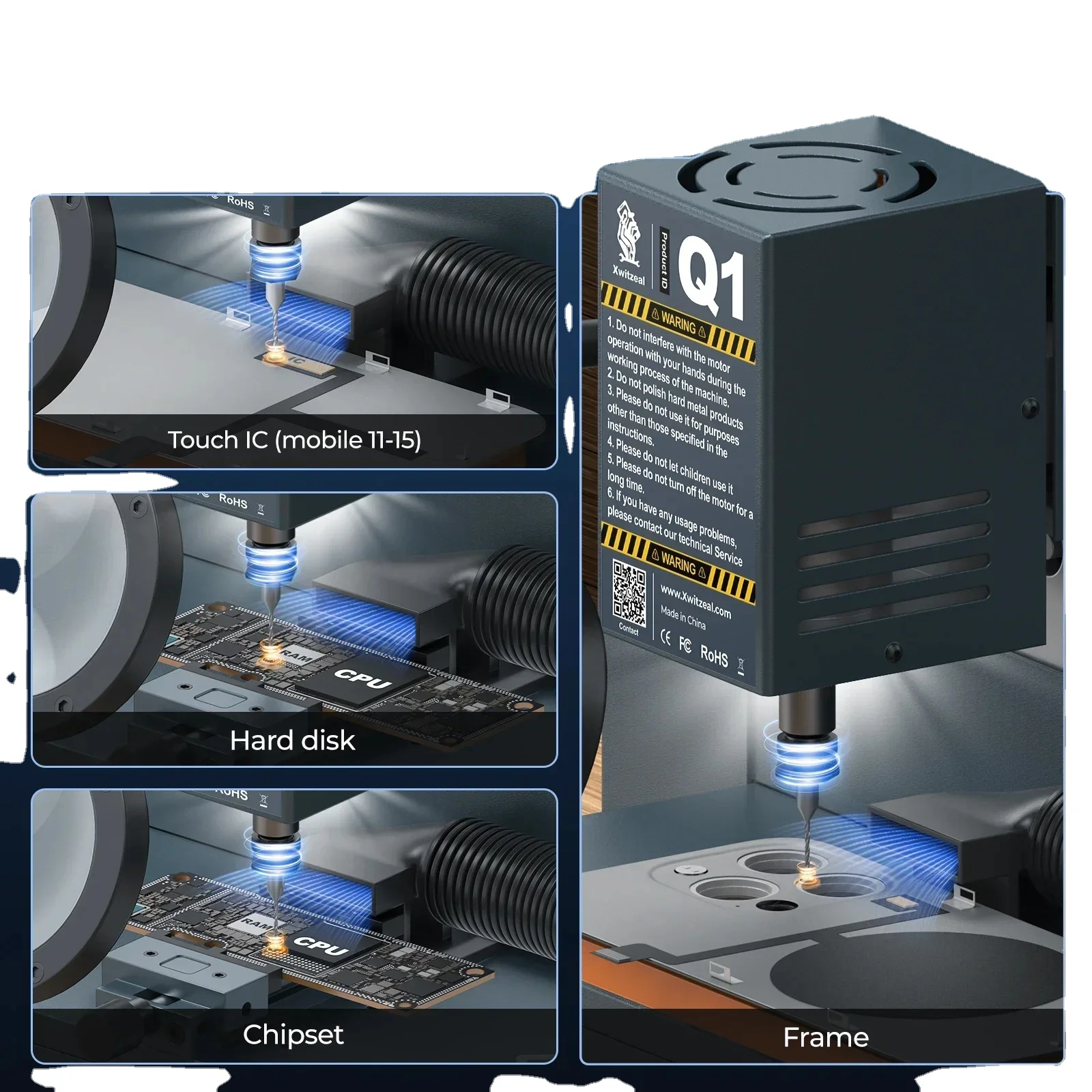 l Q1 Automatic Industrial BGA Chip Grinding Machine for Motherboard IC PCB Board Cell Phone Repair Tool
l Q1 Automatic Industrial BGA Chip Grinding Machine for Motherboard IC PCB Board Cell Phone Repair Tool