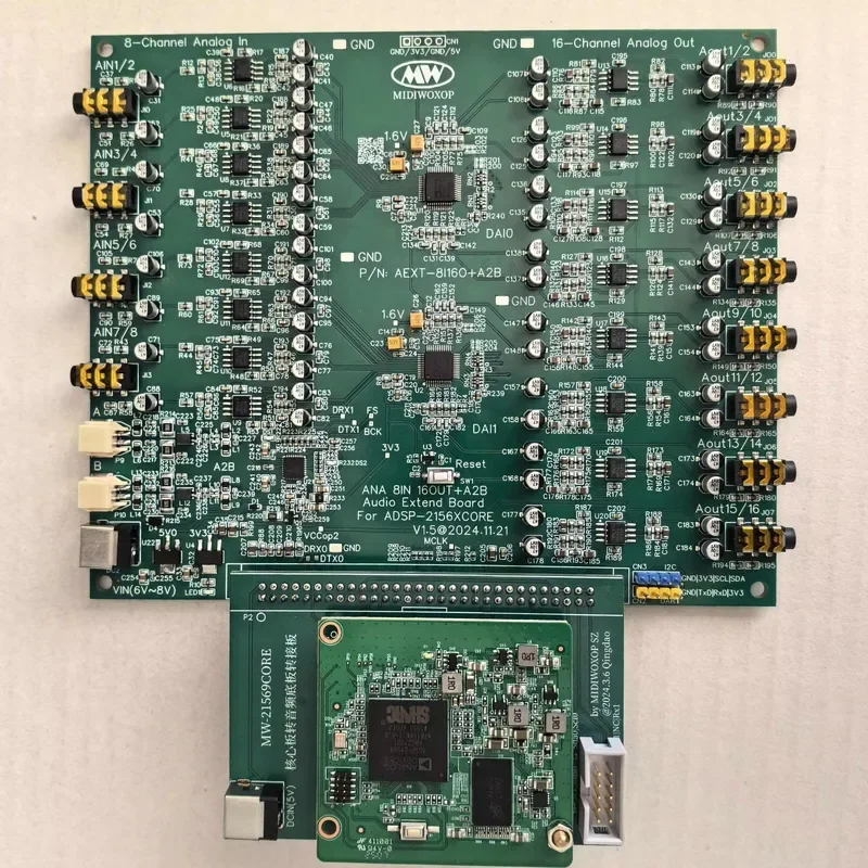 ADSP-21565 21569,21593 Audio Extend Development Board with USB/Coaxial Interface (10 in 16 Out)
ADSP-21565 21569,21593 Audio Extend Development Board with USB/Coaxial Interface (10 in 16 Out)