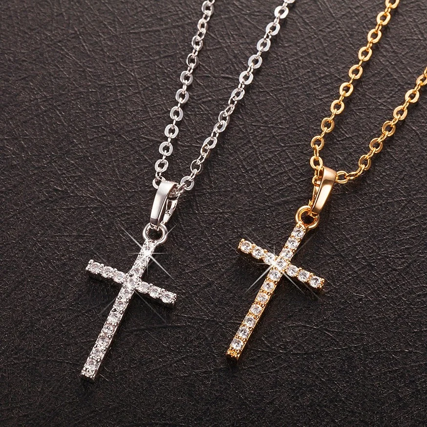 Stylish Hip-Hop Zircon Cross Pendant Punk Men and Women Couple Clavicle Chain Sweater Necklace for Friends Party Fashion Jewelry 
Stylish Hip-Hop Zircon Cross Pendant Punk Men and Women Couple Clavicle Chain Sweater Necklace for Friends Party Fashion Jewelry