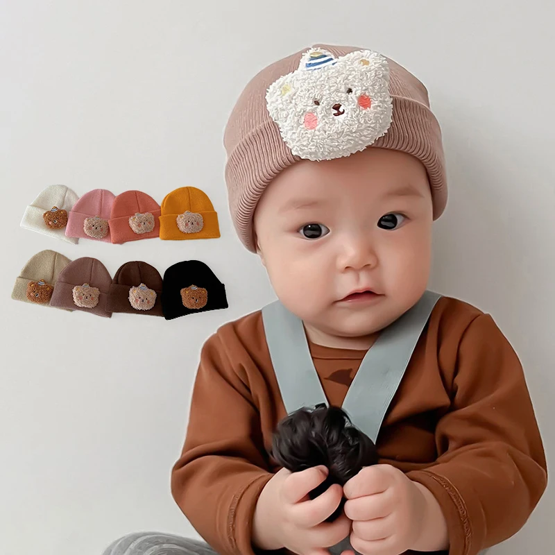 Cute Bear Beanie For Baby Warm Pullover Cap Solid Color Woolen Kintted Hat 0-2year Boy Girl Kids Skullcaps Winter Toddler Bonnet
Cute Bear Beanie For Baby Warm Pullover Cap Solid Color Woolen Kintted Hat 0-2year Boy Girl Kids Skullcaps Winter Toddler Bonnet