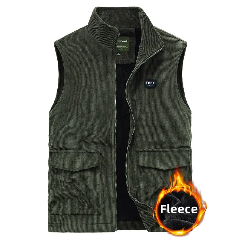 Corduroy Vest Jacket Coats Men's Cargo Casual Vests For Men Winter Fleece Warm Militaire Multi-pocket Sleeveless Work Vest
Corduroy Vest Jacket Coats Men's Cargo Casual Vests For Men Winter Fleece Warm Militaire Multi-pocket Sleeveless Work Vest