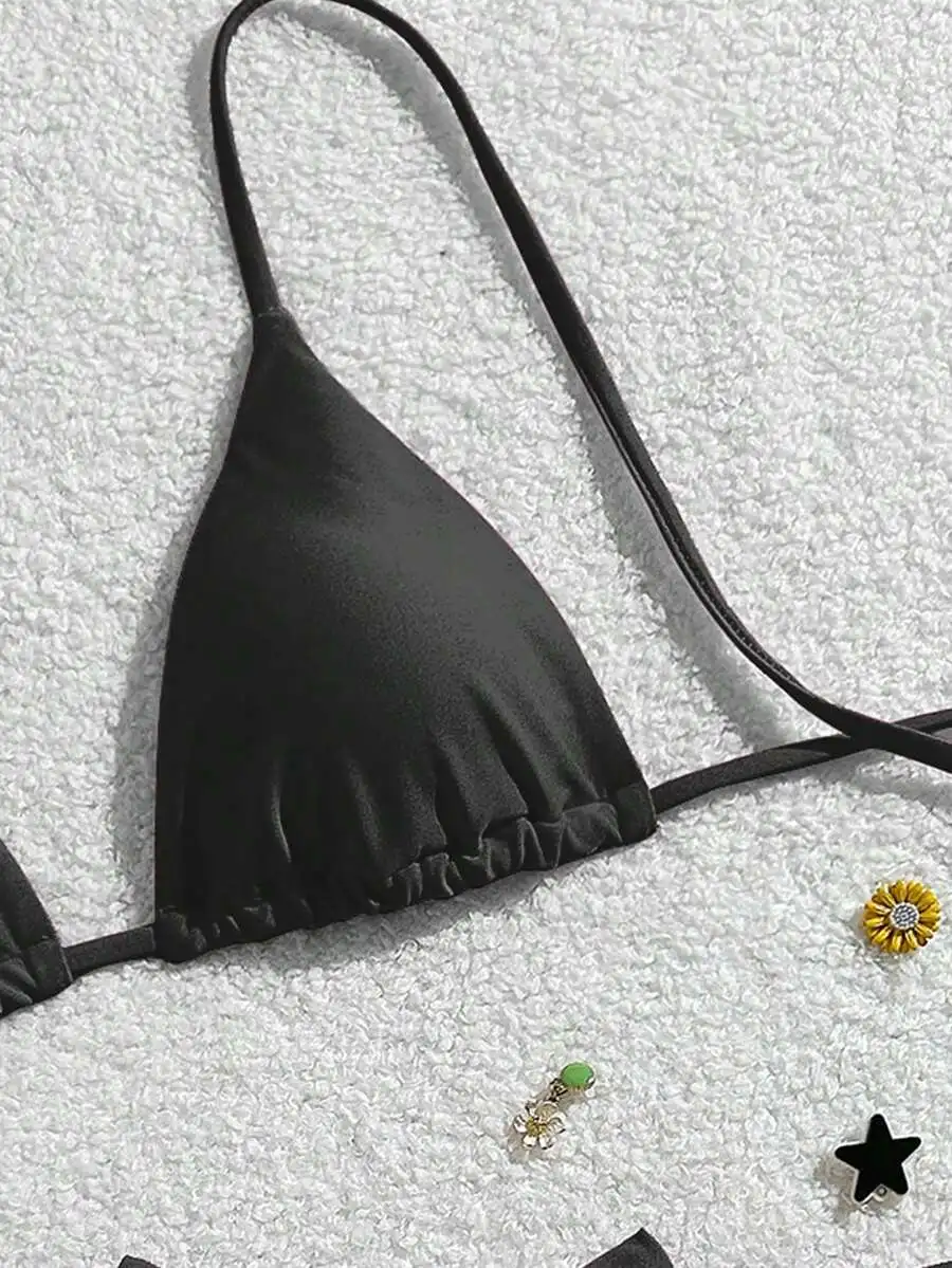 Black Triangle Bikini Top With Ruched Hem For Beach And Pool
Black Triangle Bikini Top With Ruched Hem For Beach And Pool