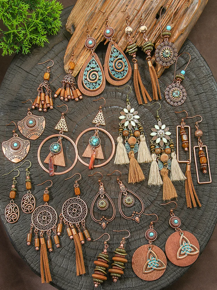 Faionable Retro CCB Alloy Geometric Wooden Earrings Versatile Cross-Border Jewelry Personalized Holiday Sle Ear Jewelry
Faionable Retro CCB Alloy Geometric Wooden Earrings Versatile Cross-Border Jewelry Personalized Holiday Sle Ear Jewelry