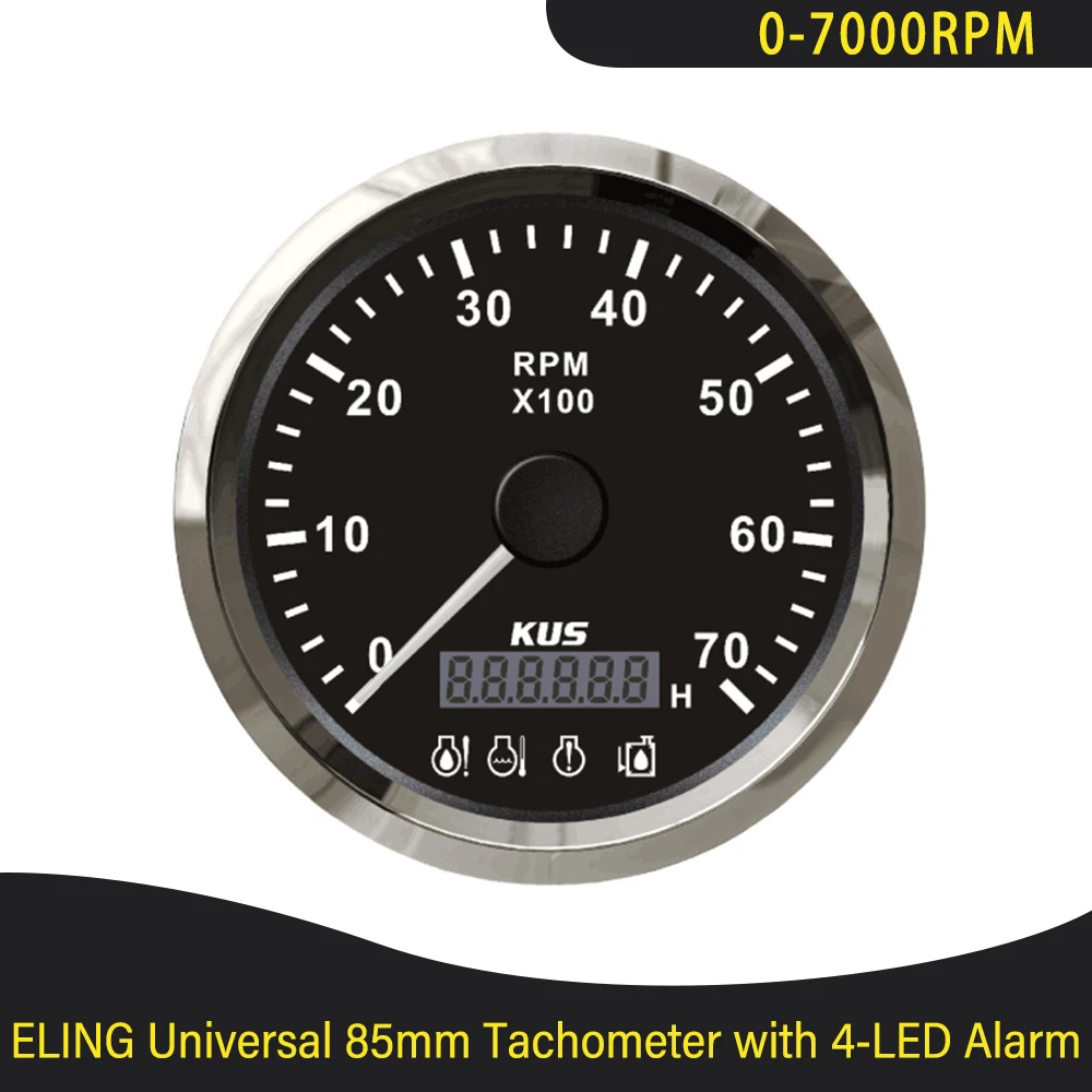 KUS Waterproof 85mm Tachometer 0-7000RPM with Hourmeter and 4-LED Alarm Red Backlight for 12VDC Ships Vehicles Universal
KUS Waterproof 85mm Tachometer 0-7000RPM with Hourmeter and 4-LED Alarm Red Backlight for 12VDC Ships Vehicles Universal