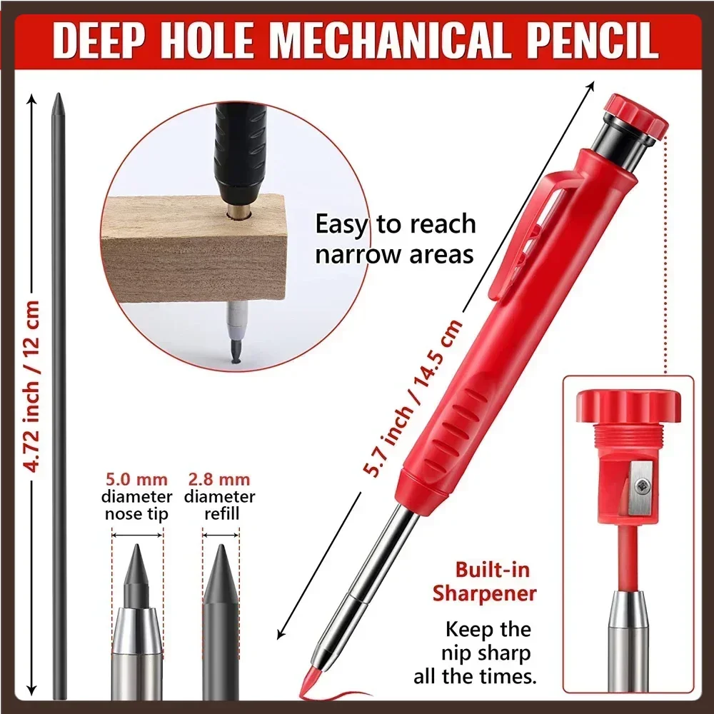 Solid Carpenter Pencil Set Woodworking Tools Mechanical Pencil 5 Colors Refill Construction Job Tools Carpentry Marking Scriber
Solid Carpenter Pencil Set Woodworking Tools Mechanical Pencil 5 Colors Refill Construction Job Tools Carpentry Marking Scriber