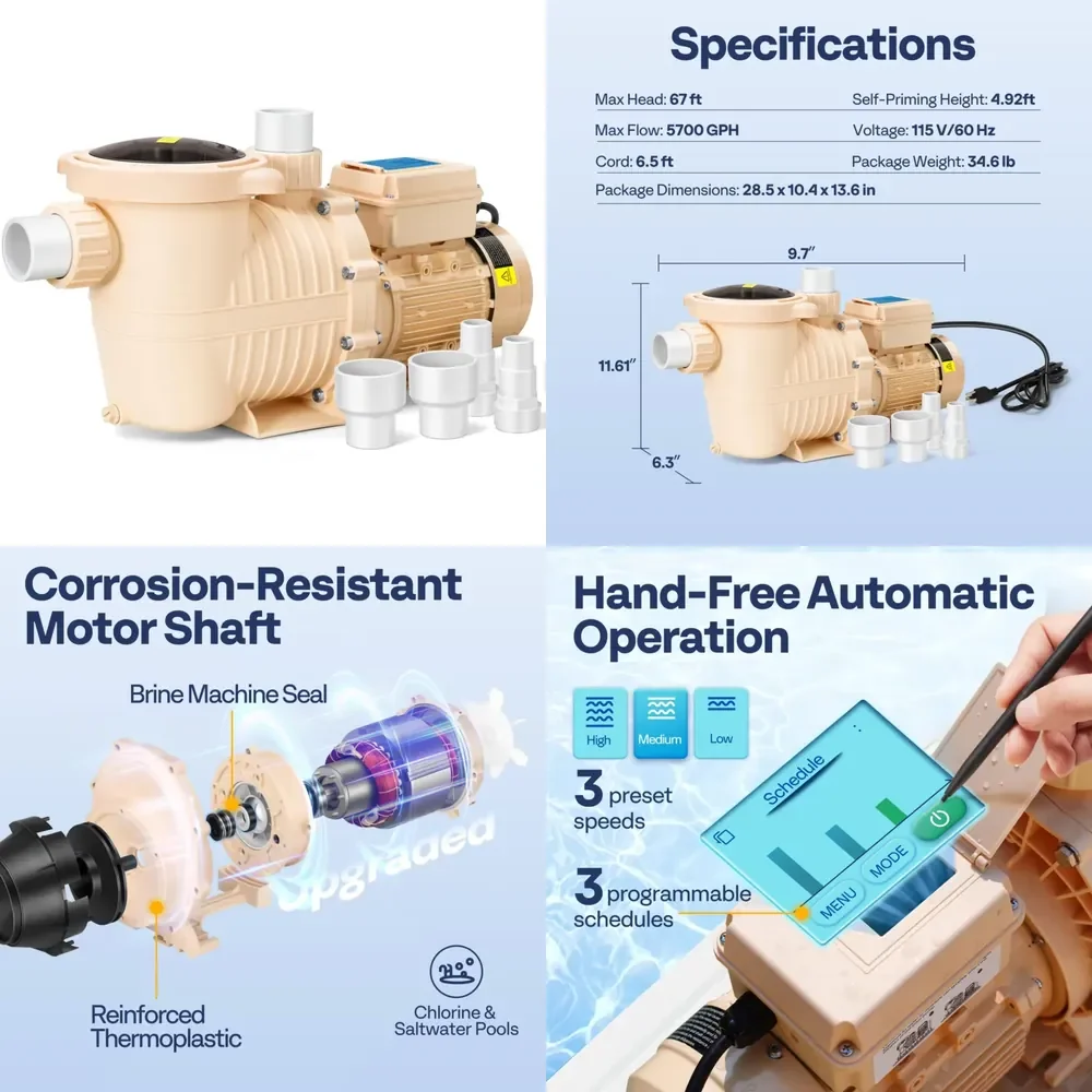 JADE 2.0HP 115V Variable Speed Pool Pump, Self-Priming Energy Saving 1.5" & 2" Inlet W/Strainer Basket for In/Above Ground
JADE 2.0HP 115V Variable Speed Pool Pump, Self-Priming Energy Saving 1.5" & 2" Inlet W/Strainer Basket for In/Above Ground