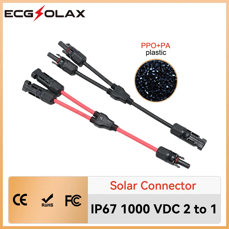 ECGOLAX Y-Type Solar Connectors IP67 Water and Dust Resistant Lightweight In-Line Sockets MMF FFM Parallel Adapters
ECGOLAX Y-Type Solar Connectors IP67 Water and Dust Resistant Lightweight In-Line Sockets MMF FFM Parallel Adapters