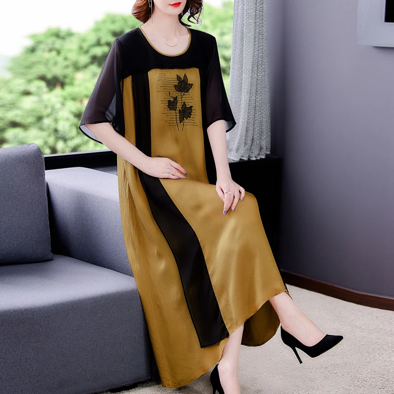 2023 New Fashion Silk Dress Women's Summer Retro Versatile Round Neck 5/4 Sleeve Loose Fit Casual Holiday Dress Vestidos
2023 New Fashion Silk Dress Women's Summer Retro Versatile Round Neck 5/4 Sleeve Loose Fit Casual Holiday Dress Vestidos