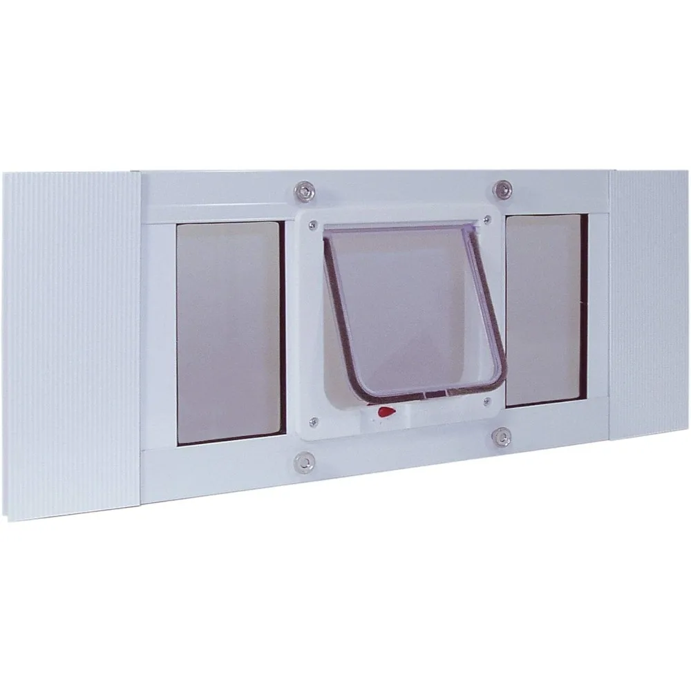 Aluminum Sash Window Pet Door, Adjustable to Fit Window Widths from 33" to 38", Cat Flap 6-1/4” x 6-1/4” Flap Size
Aluminum Sash Window Pet Door, Adjustable to Fit Window Widths from 33" to 38", Cat Flap 6-1/4” x 6-1/4” Flap Size