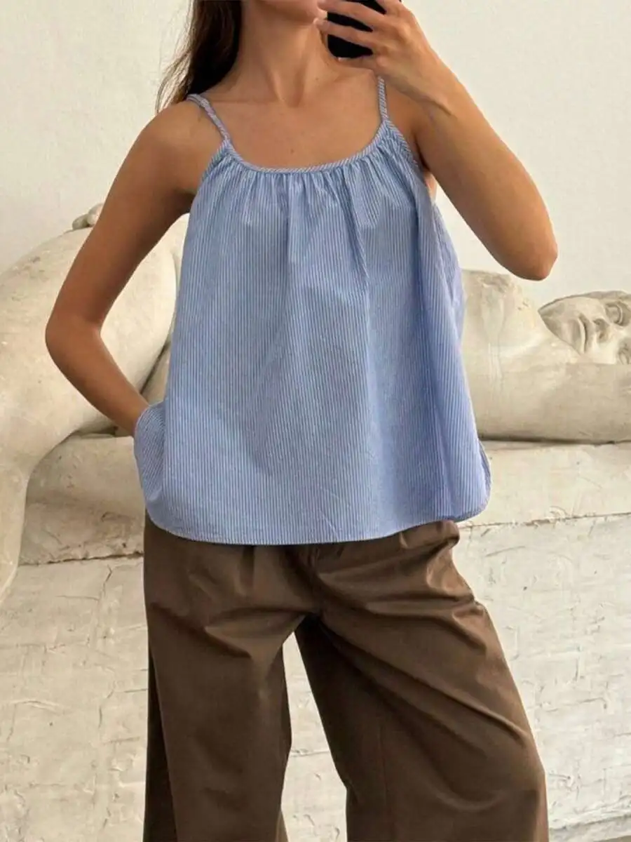 Womens Striped Spaghetti Strap Camisole Scoop Neck Loose Tank Top Summer Casual
Womens Striped Spaghetti Strap Camisole Scoop Neck Loose Tank Top Summer Casual