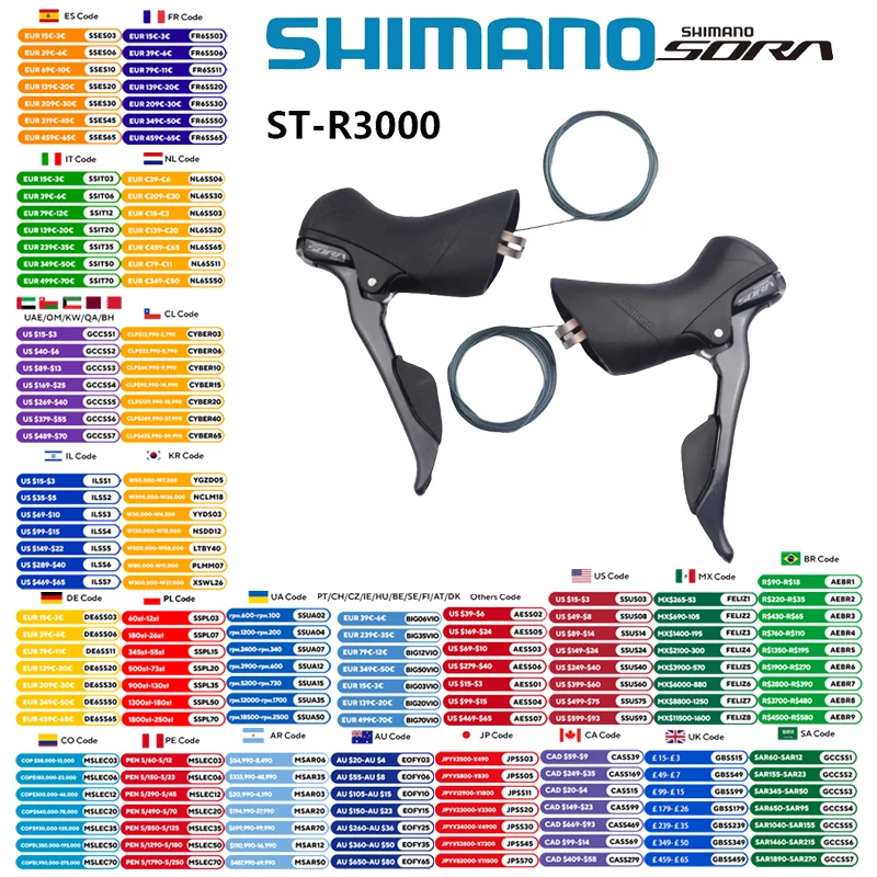 SHIMANO SORA R3000 2x9 R3030 3X9 Speed Shifter Dual Control Lever Road Bike Bicycle For Front Derailleur Rear Derailleur
SHIMANO SORA R3000 2x9 R3030 3X9 Speed Shifter Dual Control Lever Road Bike Bicycle For Front Derailleur Rear Derailleur