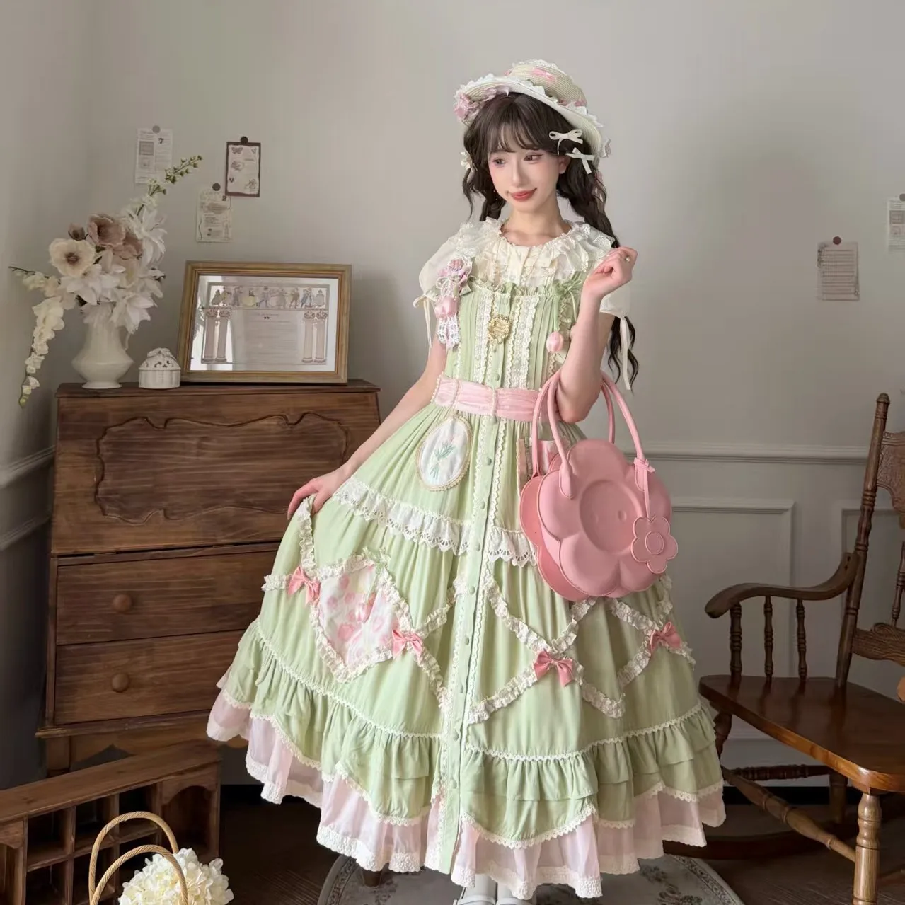 Sweet Tulip Lolita Jsk Dress Pastoral Style Cotton Dress For Students Casual Princess Party Gown Japanese Sweet Girl Dress
Sweet Tulip Lolita Jsk Dress Pastoral Style Cotton Dress For Students Casual Princess Party Gown Japanese Sweet Girl Dress