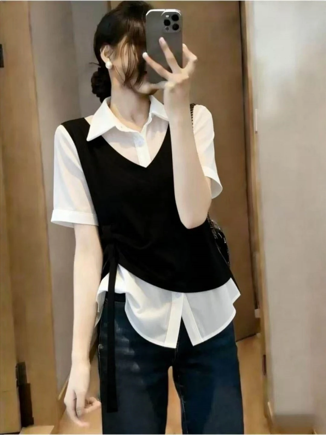 plus Size Black Splice Short Sleeve Shirt Women Summer Loose Youthful Asymmetrical Korean Style Commute Fashion Girls Top
plus Size Black Splice Short Sleeve Shirt Women Summer Loose Youthful Asymmetrical Korean Style Commute Fashion Girls Top