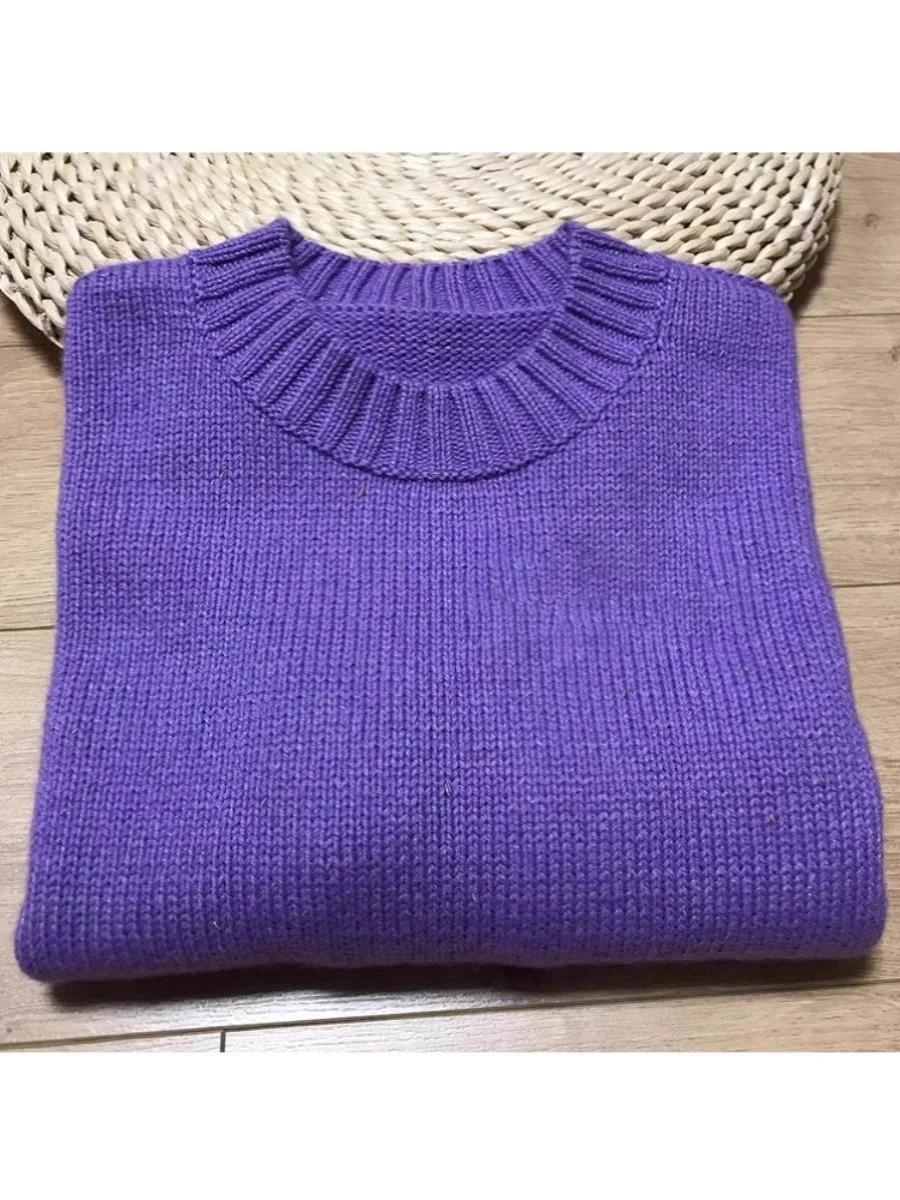 Purple Soft Cozy Cashmere Sweater Women's Loose Knitted Long Sleeve round Neck Lazy Style Top for Autumn Winter
Purple Soft Cozy Cashmere Sweater Women's Loose Knitted Long Sleeve round Neck Lazy Style Top for Autumn Winter