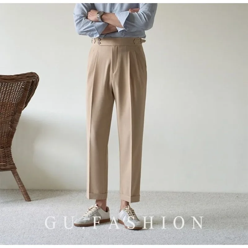 Fashion 2026 Paris Buckle Casual Suit Pants Men's Straight Slim Buckle Drape Double-pleated Business Gorger Formal Pants for Men
Fashion 2026 Paris Buckle Casual Suit Pants Men's Straight Slim Buckle Drape Double-pleated Business Gorger Formal Pants for Men