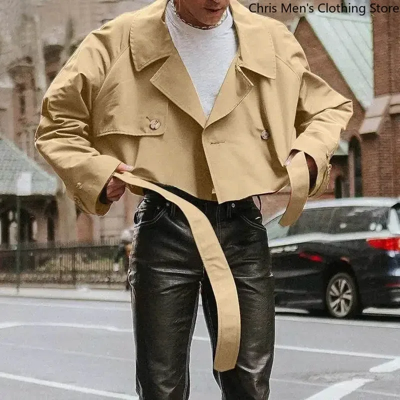 Super Cool Street Motorcycle Men's Coat New Fall Fashion Loose Men's Short Trench Coat Lapel Lace-up Cargo Male Short Jacket
Super Cool Street Motorcycle Men's Coat New Fall Fashion Loose Men's Short Trench Coat Lapel Lace-up Cargo Male Short Jacket