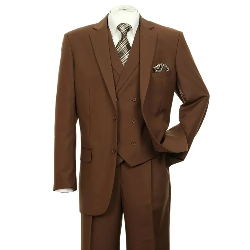 Brown Men's Suit Solid Color Three Pieces Notched Lapel Straight Single Breasted Handsome Gentleman Groom Party Wedding Set
Brown Men's Suit Solid Color Three Pieces Notched Lapel Straight Single Breasted Handsome Gentleman Groom Party Wedding Set