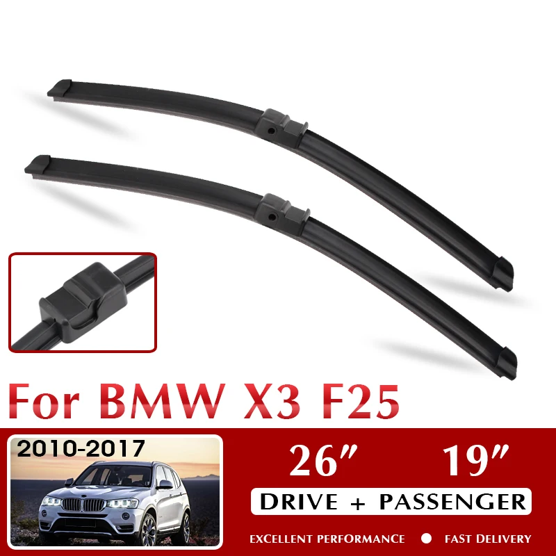 Car Wiper Blade For BMW X3 F25 October 2010 - Nov. 2017 Windshield Windscreen Window 26"+19" LHD RHD Auto Accessories
Car Wiper Blade For BMW X3 F25 October 2010 - Nov. 2017 Windshield Windscreen Window 26"+19" LHD RHD Auto Accessories