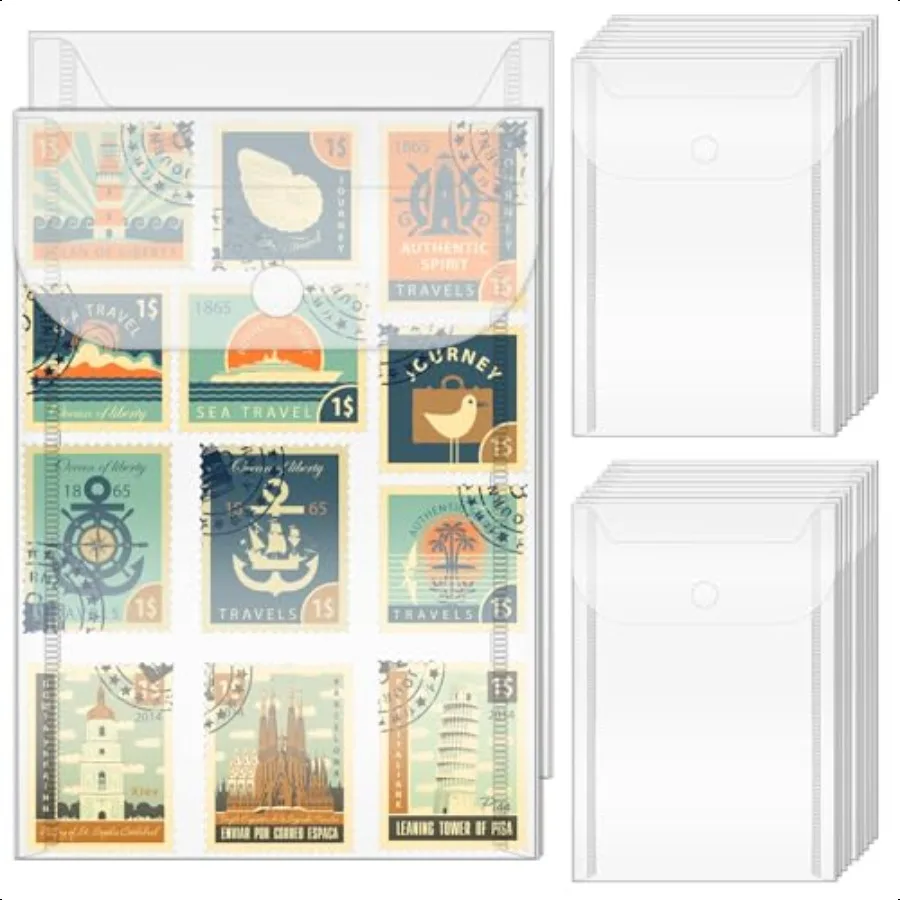 60 Pack 5x7 Inch Small Plastic Envelopes Stamp and Die Storage Pockets Plastic Envelopes with Button Snap Closure Waterproof St
60 Pack 5x7 Inch Small Plastic Envelopes Stamp and Die Storage Pockets Plastic Envelopes with Button Snap Closure Waterproof St