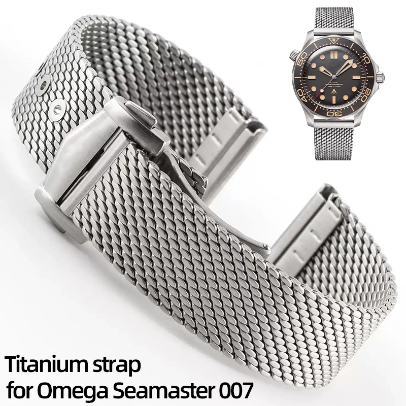 20mm Titanium strap for Omega Seamaster 007 Milanese Mesh Metal Bracelet Folding Buckle Band for Seiko Men's watch Accessories
20mm Titanium strap for Omega Seamaster 007 Milanese Mesh Metal Bracelet Folding Buckle Band for Seiko Men's watch Accessories