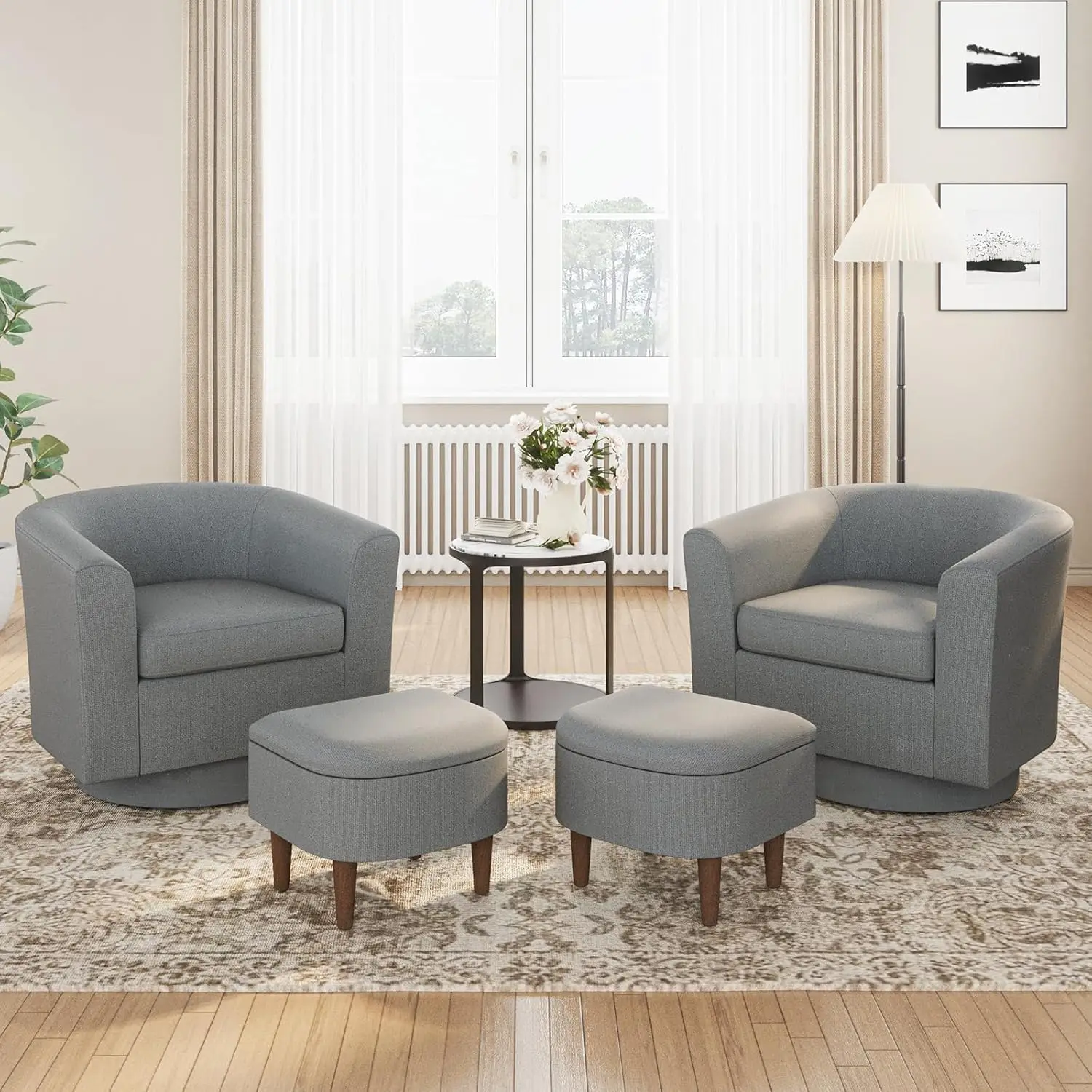 Upholstered Swivel Barrel Accent Chair With Ottoman, Modern Single Sofa Lounge Armchair Club Chair With Storage Space For
Upholstered Swivel Barrel Accent Chair With Ottoman, Modern Single Sofa Lounge Armchair Club Chair With Storage Space For
