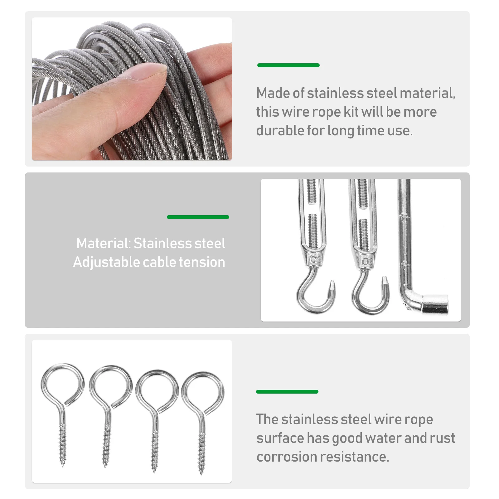 Stainless Steel Wire Rope Kit Corrosion Resistant Adjustable Tensioner For Outdoor Garden Tent Deck Hanging Railing
Stainless Steel Wire Rope Kit Corrosion Resistant Adjustable Tensioner For Outdoor Garden Tent Deck Hanging Railing