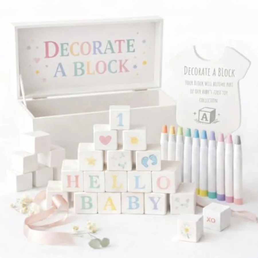 Baby Shower s Decorating Game 48 Wooden Cubes to Decorate, Storage Box, 12 Acrylic Markers and Instruction Sign
Baby Shower s Decorating Game 48 Wooden Cubes to Decorate, Storage Box, 12 Acrylic Markers and Instruction Sign