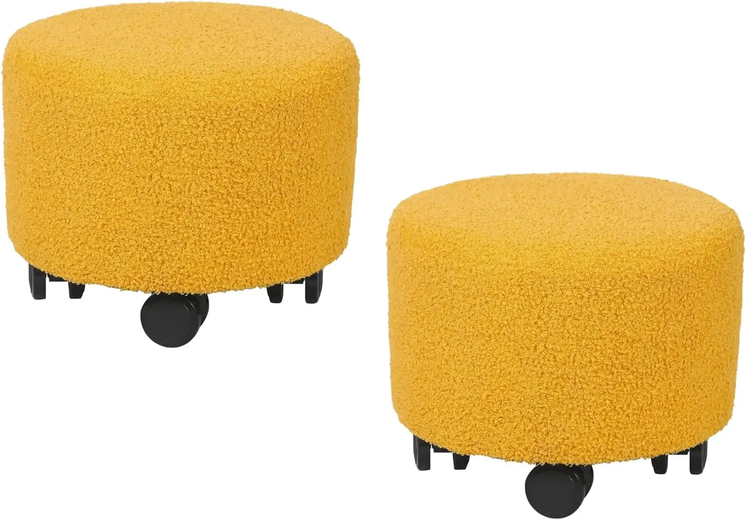 Set Of 2 Round Ottoman With Rolling Wheels, Small Footrest Padded Seat Footstool For Living Room Bedroom Office, Yellow
Set Of 2 Round Ottoman With Rolling Wheels, Small Footrest Padded Seat Footstool For Living Room Bedroom Office, Yellow