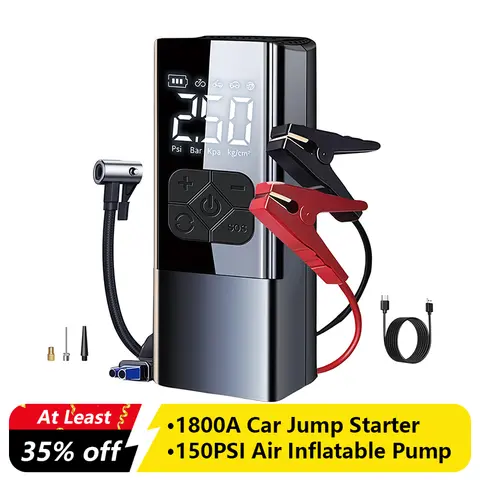 Professional Car Jump Starter Powerful Portable Car Starter Battery Charger 12v Booster Car with Inflator Electrical Device