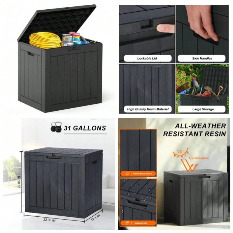 Large 31 Gallon Resin Deck Storage Box Outdoor Waterproof Patio Furniture Container With Lockable Lid Wisteria Black
Large 31 Gallon Resin Deck Storage Box Outdoor Waterproof Patio Furniture Container With Lockable Lid Wisteria Black