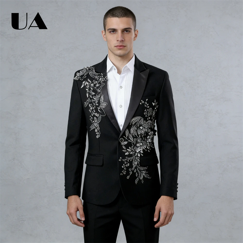 ULBYANRY костюмный комплект для мужчин, XS-3XL костюм на одной пуговице, пиджак, брюки, роскошный свадебный костюм с кружевной аппликацией из бисера, наряд
ULBYANRY костюмный комплект для мужчин, XS-3XL костюм на одной пуговице, пиджак, брюки, роскошный свадебный костюм с кружевной аппликацией из бисера, наряд