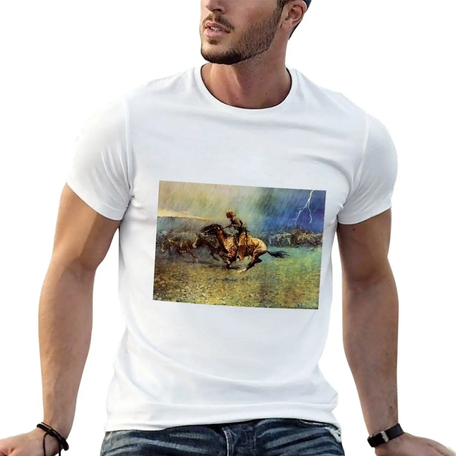 Frederick Remington Western Art “The Stampede” T-Shirt cotton t shirt pack t shirt man designer T-Shirt
Frederick Remington Western Art “The Stampede” T-Shirt cotton t shirt pack t shirt man designer T-Shirt