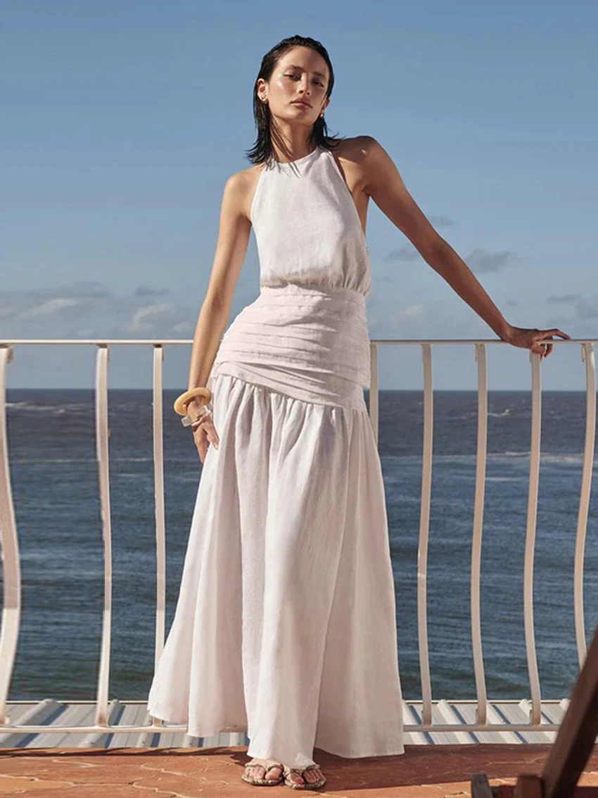 Marthaqiqi Summer Cotton Female Nightgowns Set O-Neck Pajamas Sleeveless Nightie Backless Nightwear Long Skirts Sleepwear Suits
Marthaqiqi Summer Cotton Female Nightgowns Set O-Neck Pajamas Sleeveless Nightie Backless Nightwear Long Skirts Sleepwear Suits