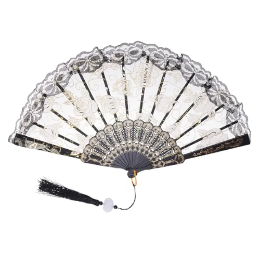 Lace Handheld Folding Fan Embroide Flower Decorative Folding Fans Chinese Japanese Hand Fan for 1920s Costume Wedding Bridal Da
Lace Handheld Folding Fan Embroide Flower Decorative Folding Fans Chinese Japanese Hand Fan for 1920s Costume Wedding Bridal Da