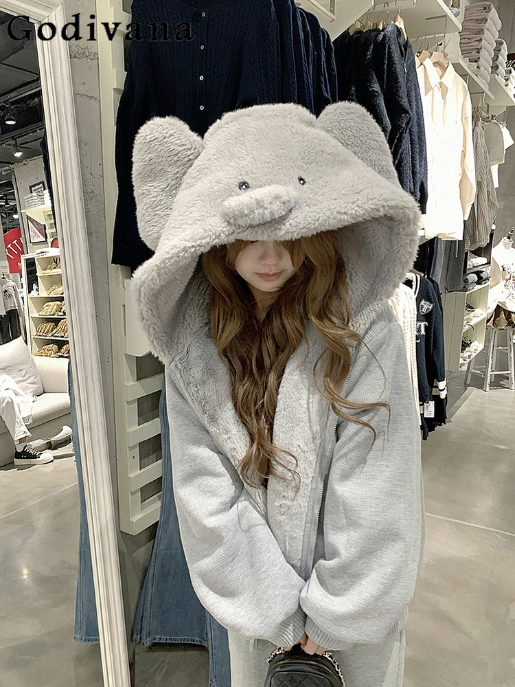 Winter Plush Warm Thickened Gray Jacket Hoodie Student Y2K Hooded Coat Girls Women Punk Sweet Cool Fashion Outerwear 2025
Winter Plush Warm Thickened Gray Jacket Hoodie Student Y2K Hooded Coat Girls Women Punk Sweet Cool Fashion Outerwear 2025