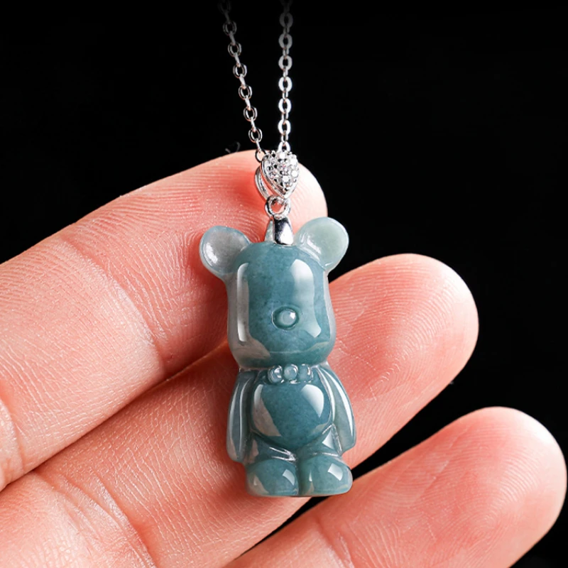 JiaLe/S925 Silver Inlaid Natural Jadeite Blue Water Cartoon Bear Pendant Fashionable High-end Jade Woman Couple Accessories Gift
JiaLe/S925 Silver Inlaid Natural Jadeite Blue Water Cartoon Bear Pendant Fashionable High-end Jade Woman Couple Accessories Gift