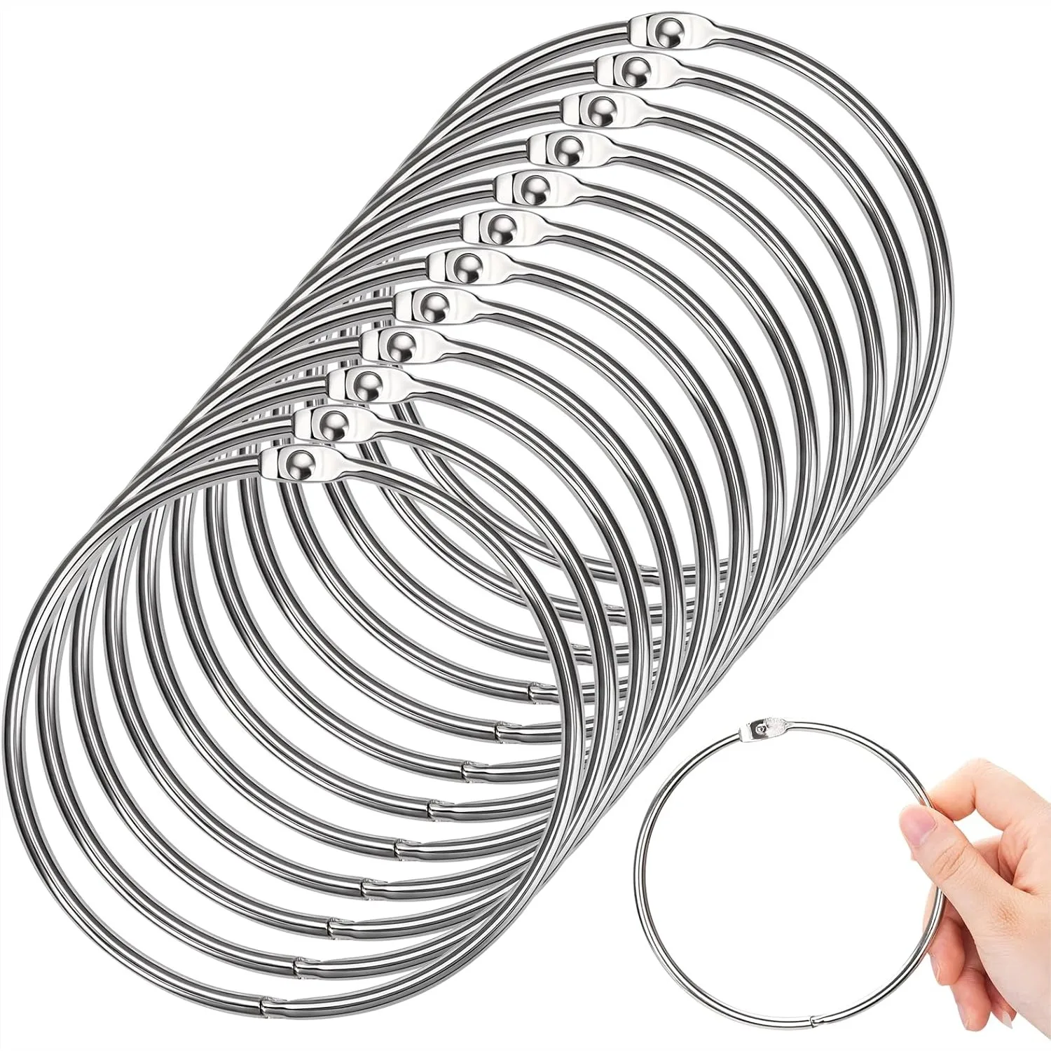 4 Inch Jumbo Binder Rings 12 Pack, Extra Large Loose Leaf Book Rings with Nickel Plated Metal for Index Cards, Keychain, School
4 Inch Jumbo Binder Rings 12 Pack, Extra Large Loose Leaf Book Rings with Nickel Plated Metal for Index Cards, Keychain, School