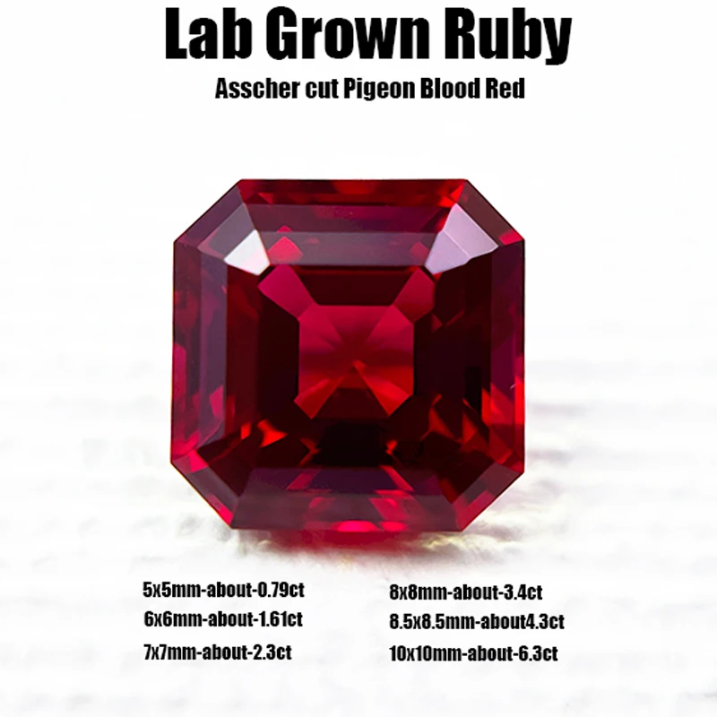 Top Lab Grown Ruby Asscher Square Shape Pigeon Blood Red VVS1 Gemstone for Selectable AGL Certificate for jewel making
Top Lab Grown Ruby Asscher Square Shape Pigeon Blood Red VVS1 Gemstone for Selectable AGL Certificate for jewel making
