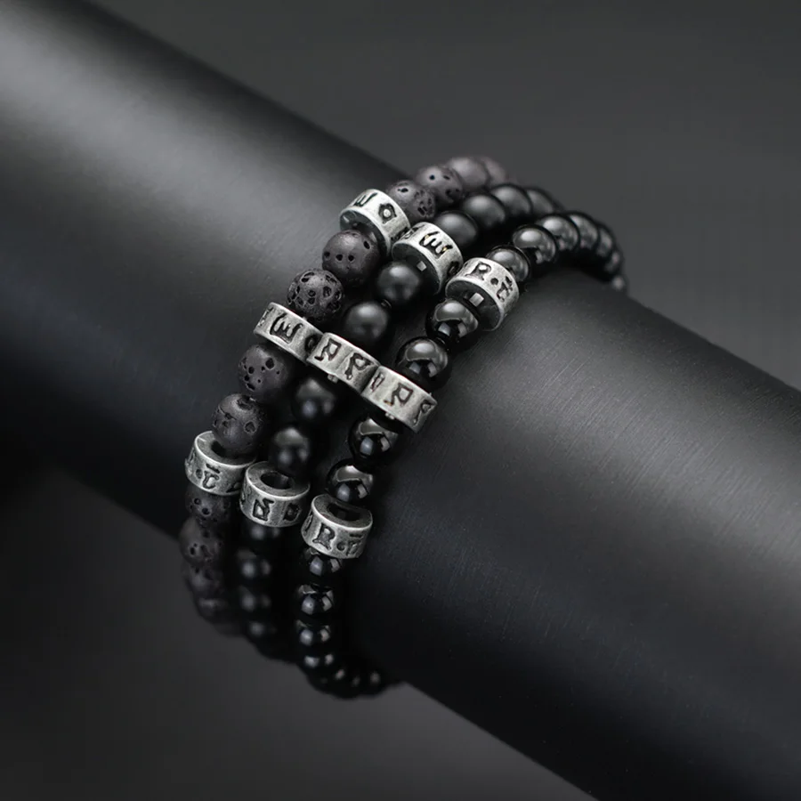 Vintage Men Apparel Accessories Bracelet Buddhist Runes Natural Onyx Lava Stone Beads Hand Decoration Meditation Homme Jewelry
Vintage Men Apparel Accessories Bracelet Buddhist Runes Natural Onyx Lava Stone Beads Hand Decoration Meditation Homme Jewelry