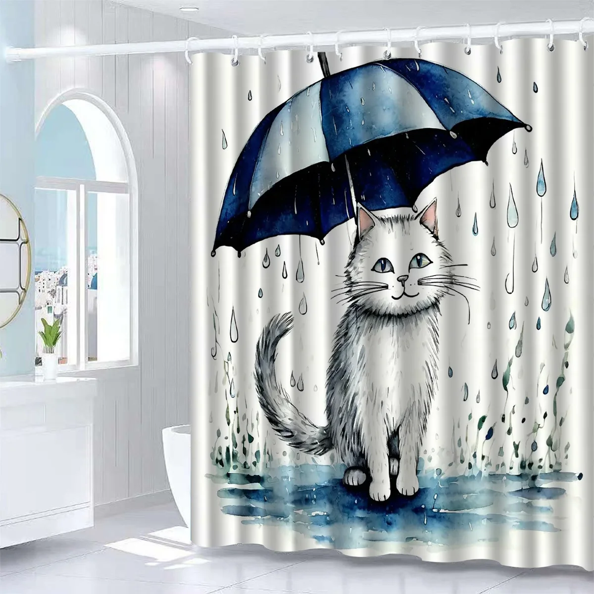 Водостойкая занавеска для душа WhimsyCat, дизайн зонтика, всесезонное использование, крючки в комплекте, тканая трикотажная ткань, многофункциональная
Водостойкая занавеска для душа WhimsyCat, дизайн зонтика, всесезонное использование, крючки в комплекте, тканая трикотажная ткань, многофункциональная