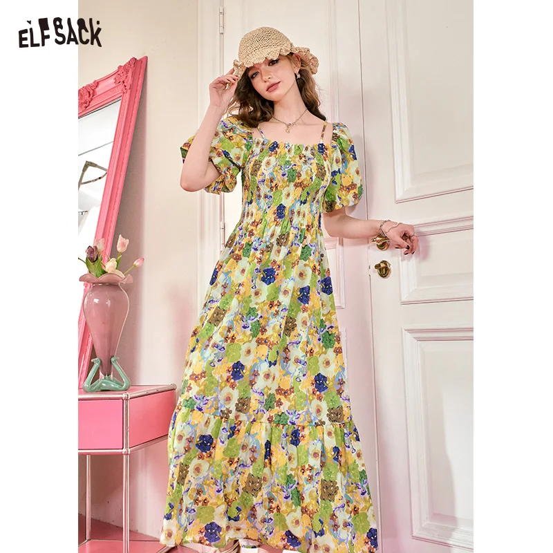 ELFSACK puff sleeve French square neck Girl in floral dress New Summer 2024 sweet Holiday style
ELFSACK puff sleeve French square neck Girl in floral dress New Summer 2024 sweet Holiday style