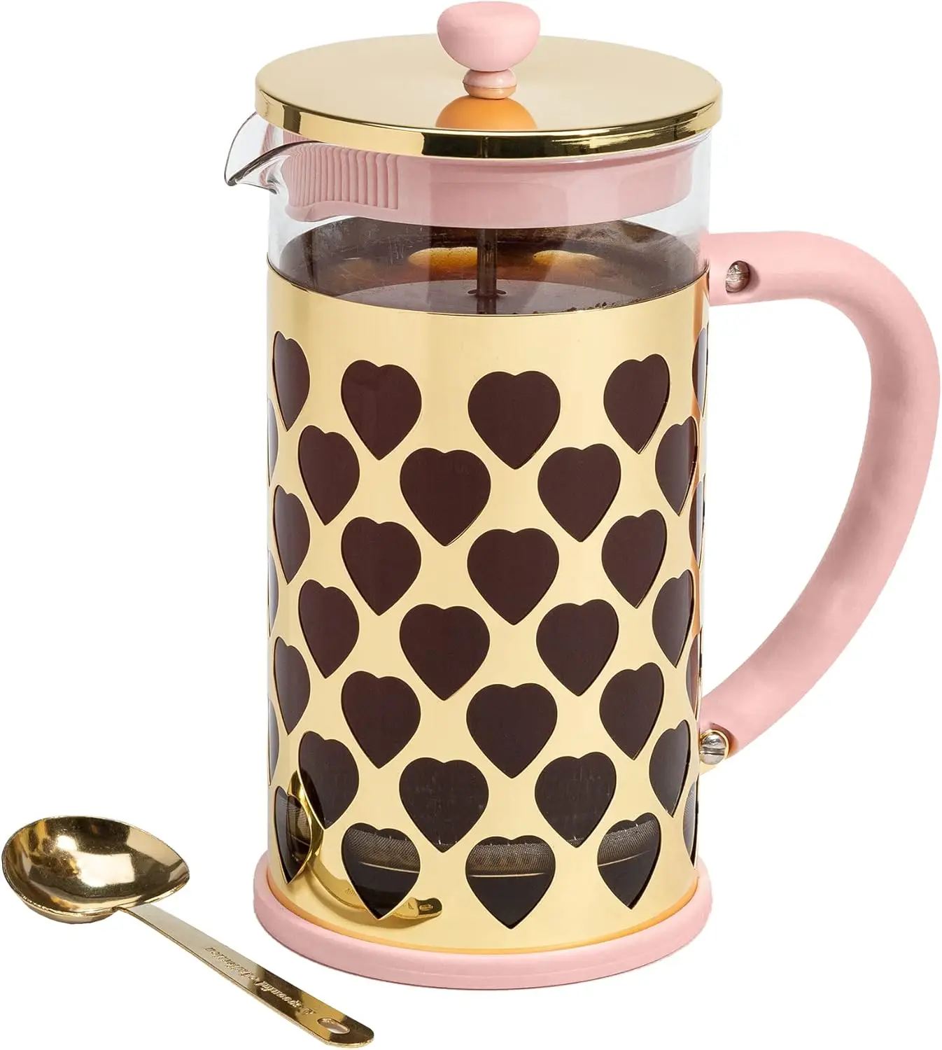 Pink French Press Coffee Maker with Heart Measuring Scoop, 8-Cup, 34oz Set
Pink French Press Coffee Maker with Heart Measuring Scoop, 8-Cup, 34oz Set