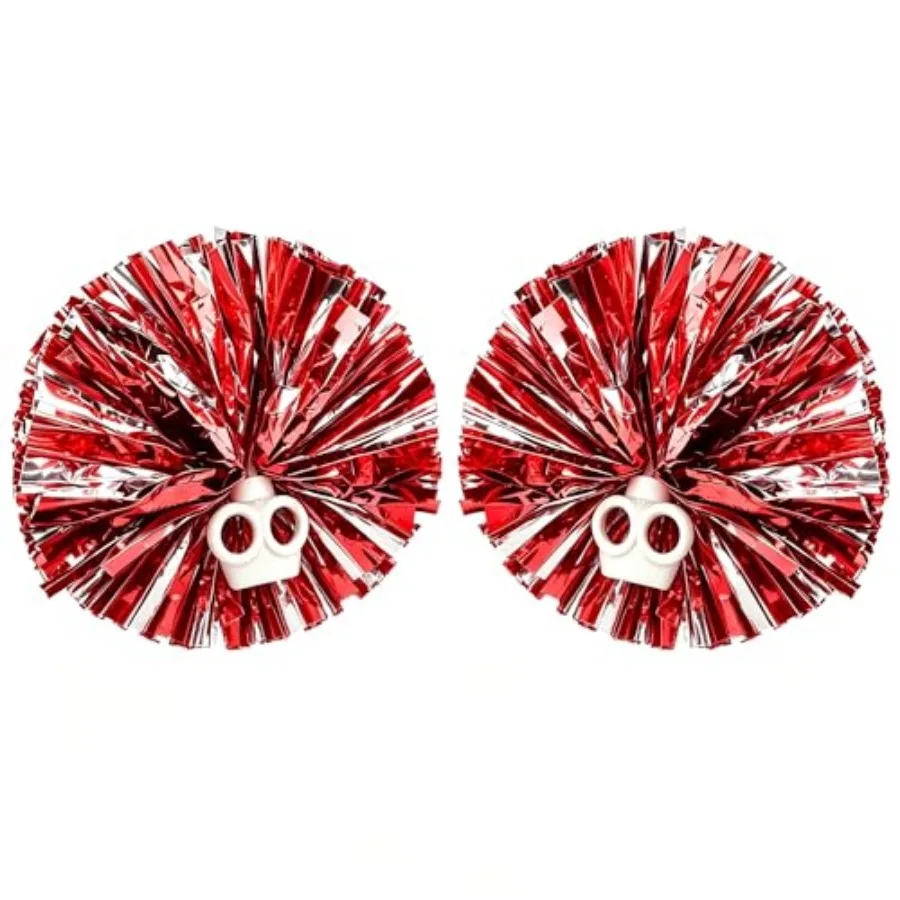 Cheer Pom Poms Red Silver 2 Pack - Metallic Foil Poms with Ring Handles, Lightweight 2 Inch Cheerleading Accessories for Girls,
Cheer Pom Poms Red Silver 2 Pack - Metallic Foil Poms with Ring Handles, Lightweight 2 Inch Cheerleading Accessories for Girls,