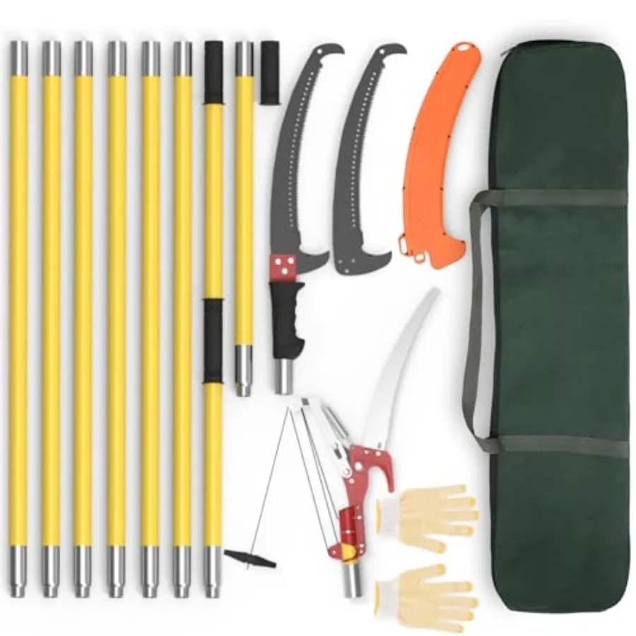 Pole Saws for Tree Trimming: Aluminum Extendable 7.3-27 ft Long Handle Pruner with Sharp Steel Blade and Scissors for High Bran
Pole Saws for Tree Trimming: Aluminum Extendable 7.3-27 ft Long Handle Pruner with Sharp Steel Blade and Scissors for High Bran