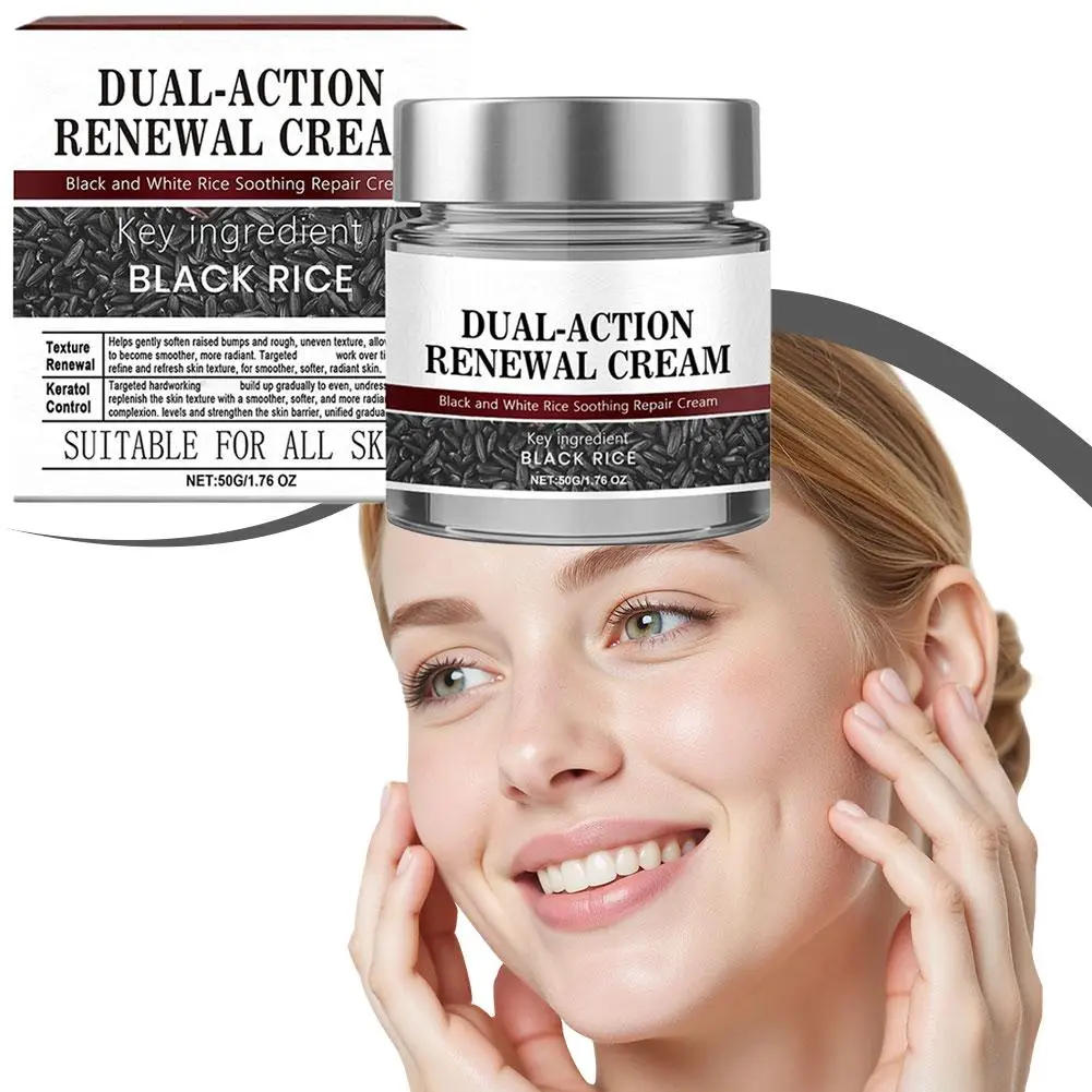 50g Dual-Action Renewal Cream Black White Rice Sooth Repair Cream Gentle Hydrating Suitable For All Skin Types Face Moisturizer
50g Dual-Action Renewal Cream Black White Rice Sooth Repair Cream Gentle Hydrating Suitable For All Skin Types Face Moisturizer